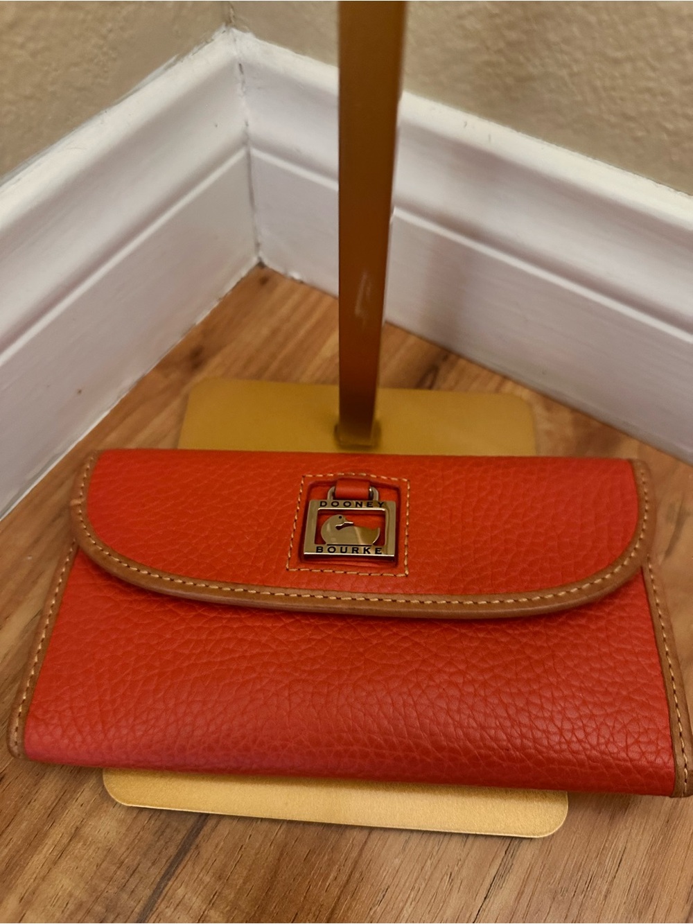 🦆🍊 Dooney & Bourke Pebble Grain Continental Clutch Wallet Tangerine Orange 🍊